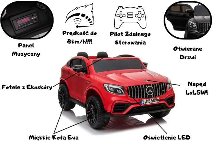 Mercedes GLC 63S Czerwony na akumulator